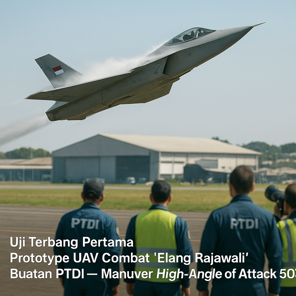Uji Terbang Pertama Prototype UAV Combat 'Elang Rajawali' Buatan PTDI dengan Kapabilitas Manuver High-Angle of Attack