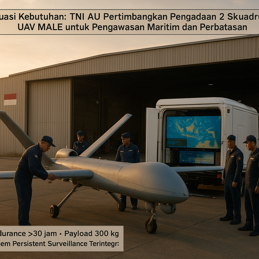Evaluasi Kebutuhan: TNI AU Pertimbangkan Pengadaan 2 Skuadron UAV MALE untuk Pengawasan Maritim dan Perbatasan