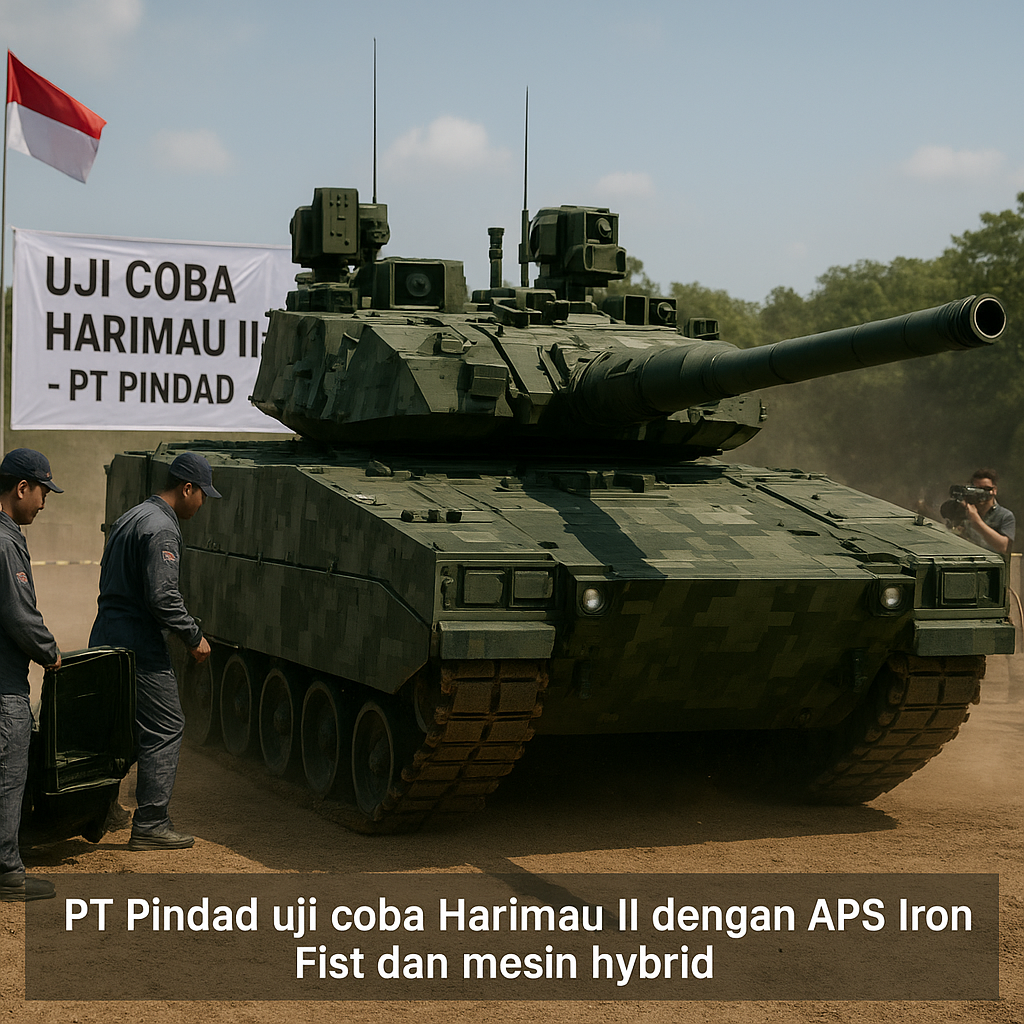 PT Pindad Uji Coba Tank Medium Harimau II dengan APS Iron Fist dan Mesin Hybrid