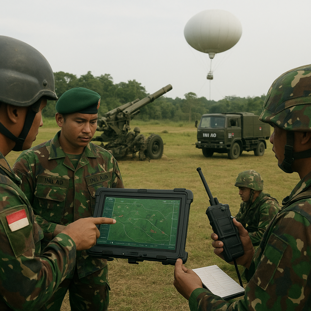 TNI AD Gelar Latihan Integrasi Sistem Artillery Battle Management System (BMS) dengan Sensor Aero-stats