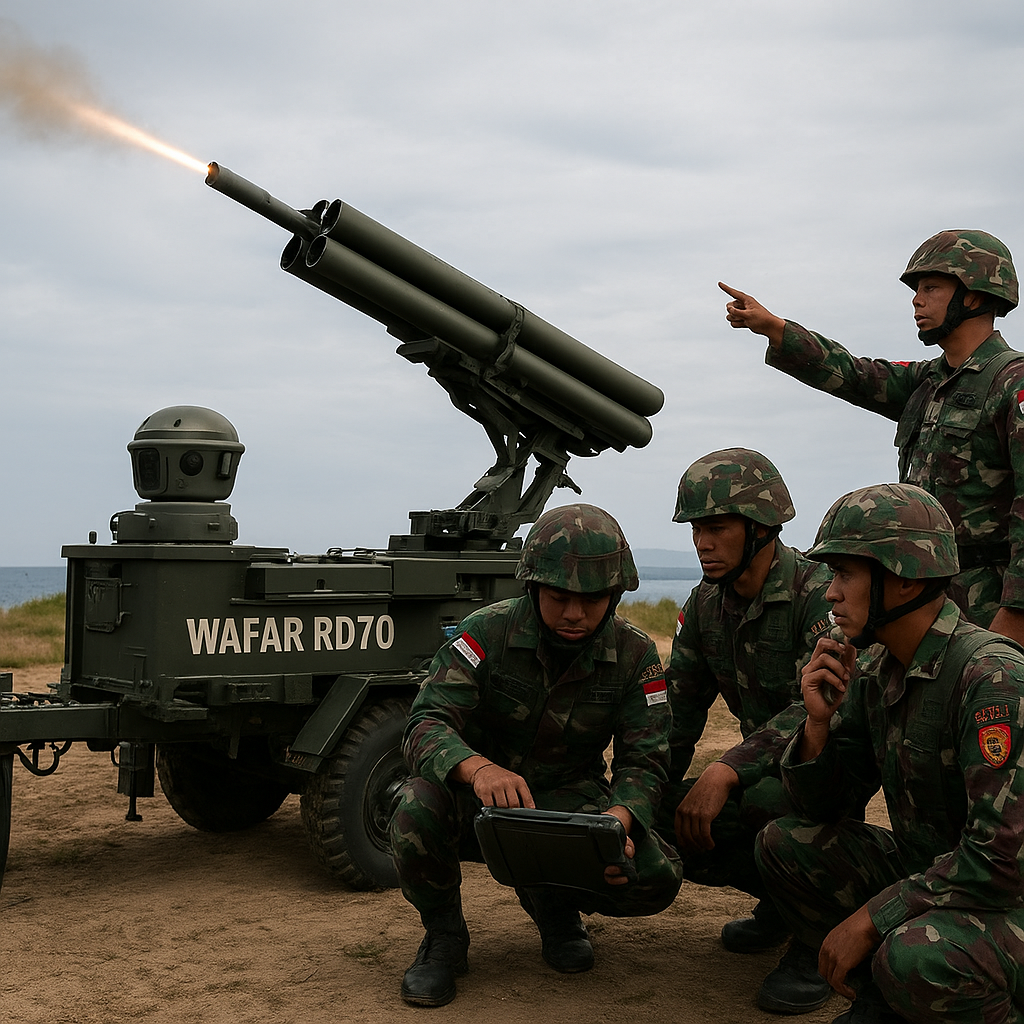 Korps Marinir Uji Penembakan Roket WAFAR RD70 dengan Sistem Peluncur Trailer dan Elektro-Optik
