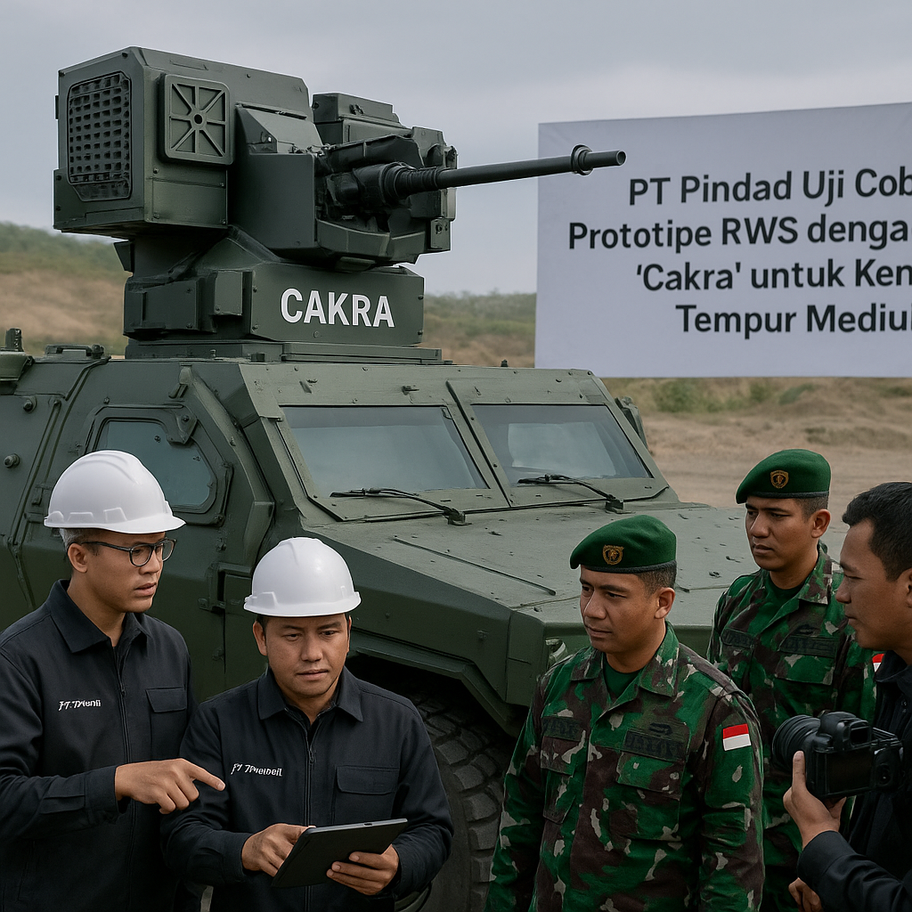 PT Pindad Uji Coba Prototipe Turret Remote Weapon Station dengan APS untuk Kendaraan Tempur Medium