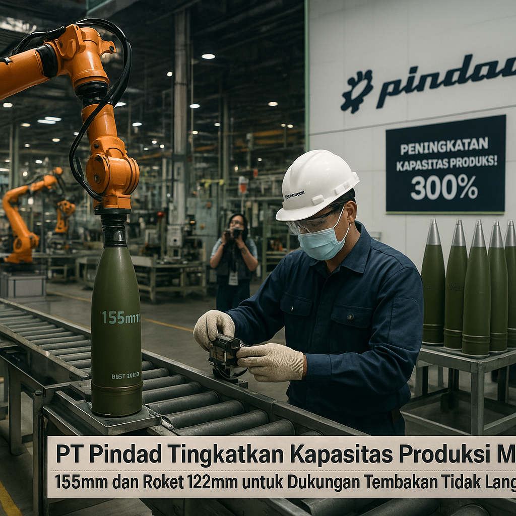 PT Pindad Tingkatkan Kapasitas Produksi Munisi 155mm Howitzer dan Roket Kaliber 122mm untuk Dukungan Tembakan Tidak Langsung