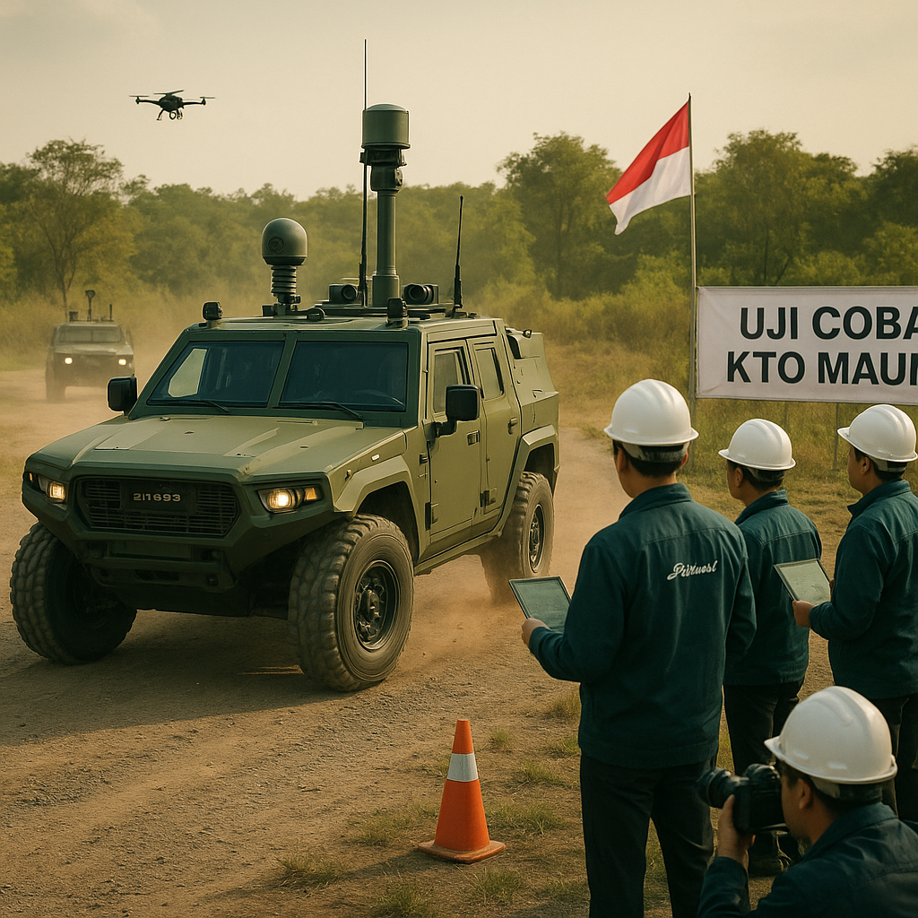 [DISIMULASI: Berita Contoh] Pindad Uji Coba Platform Kendaraan Taktis Otonom (KTO) Maung Generasi Berikutnya di Medan Kompleks