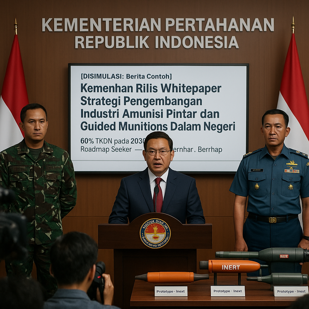 [DISIMULASI: Berita Contoh] Kemenhan Rilis Whitepaper Strategi Pengembangan Industri Amunisi Pintar dan Guided Munitions Dalam Negeri