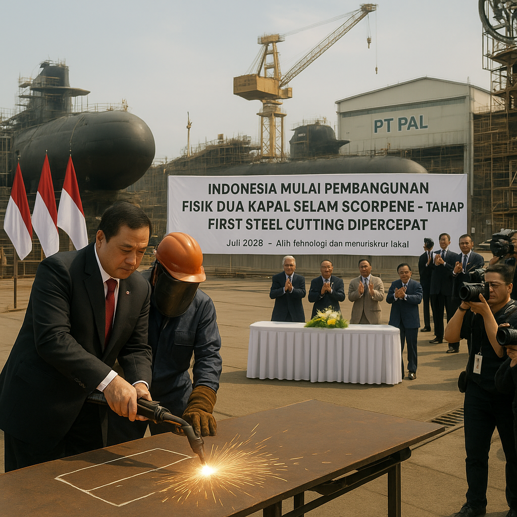 Indonesia Mulai Pembangunan Fisik Dua Kapal Selam Scorpène, Tahap First Steel Cutting Dipercepat