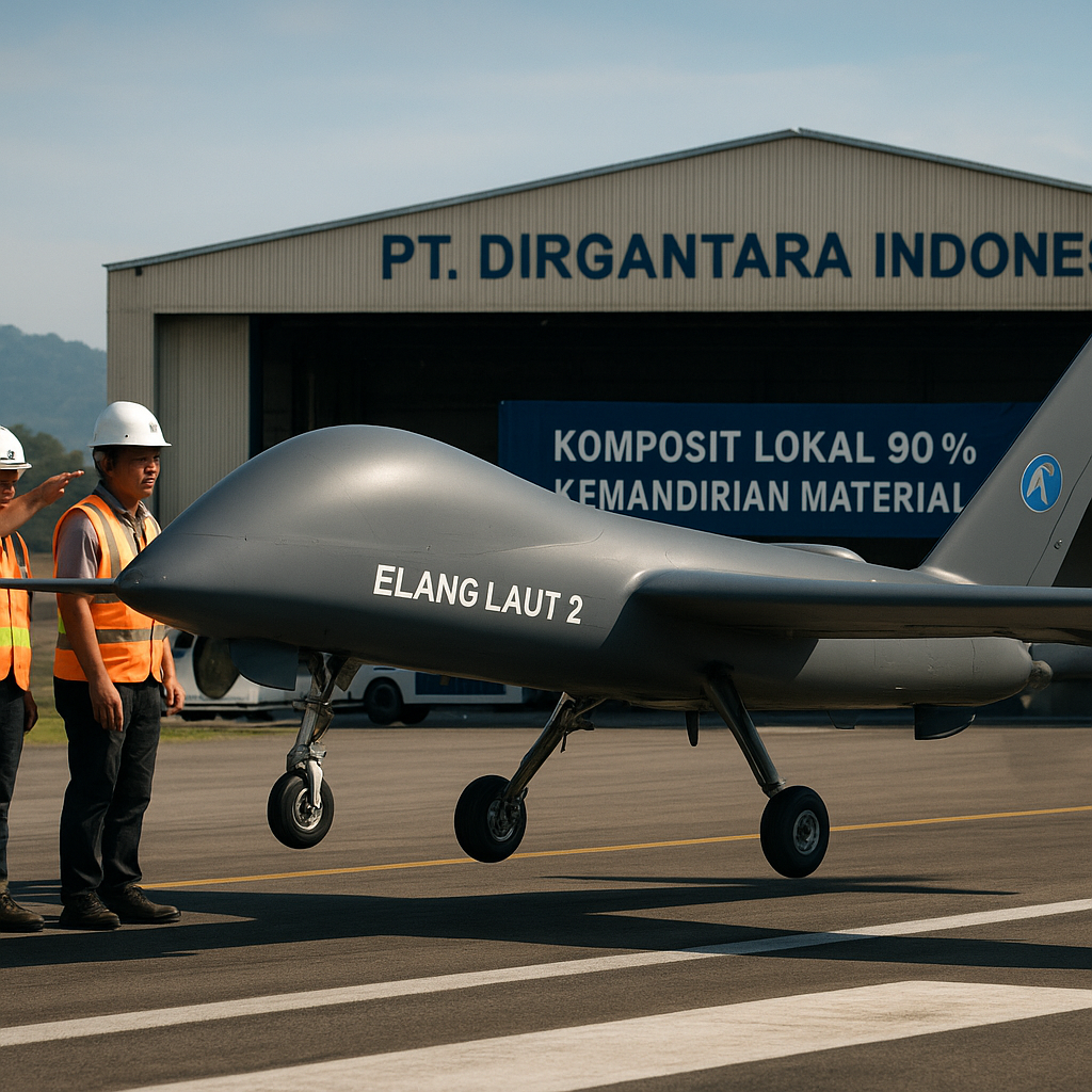 PT Dirgantara Indonesia Uji Terbang Prototipe UAV MALE dengan Bodi Komposit 90% Lokal