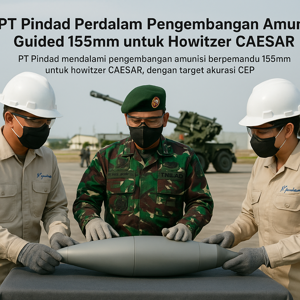 PT Pindad Perdalam Pengembangan Amunisi Guided 155mm untuk Howitzer CAESAR