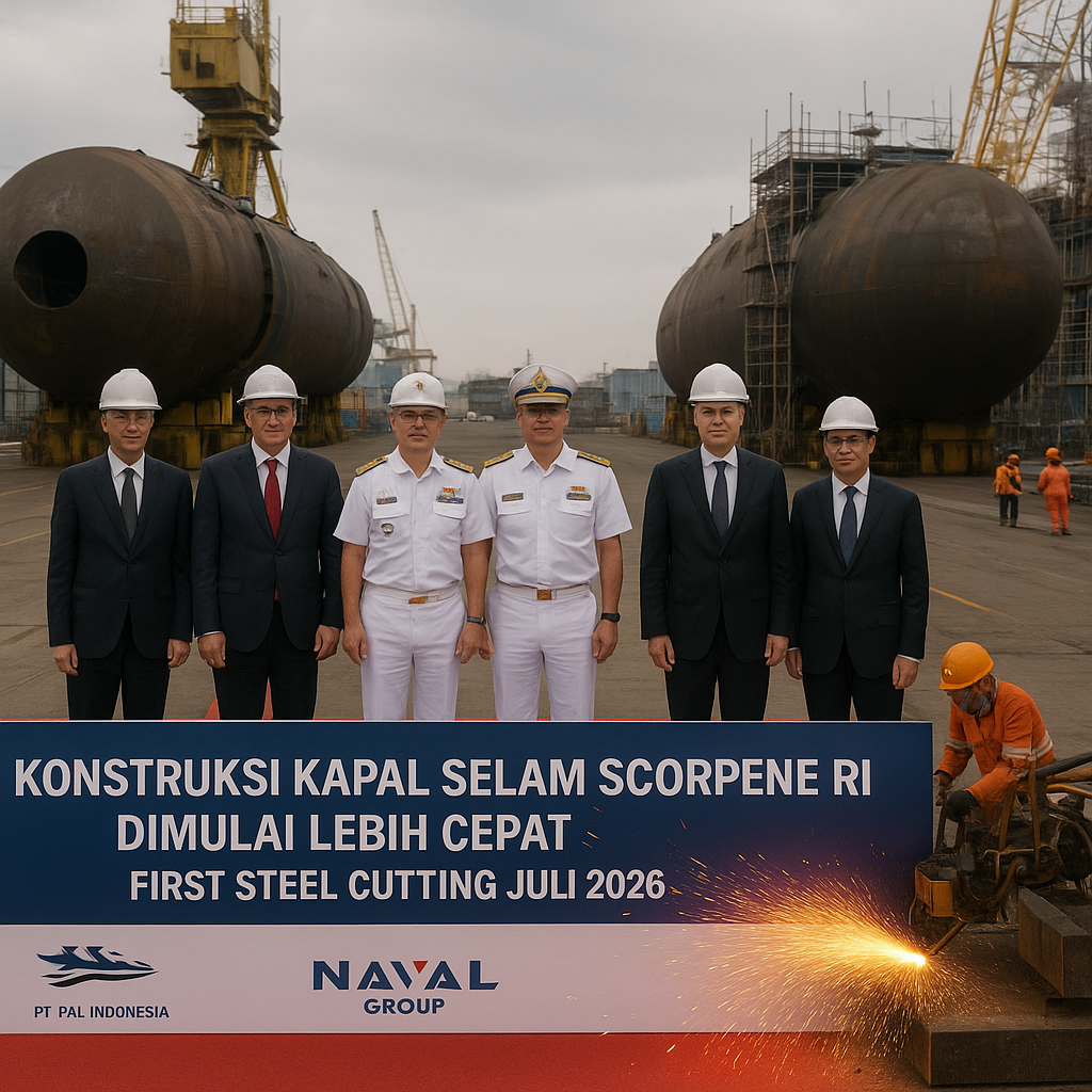 Konstruksi Kapal Selam Scorpene RI Dimulai Lebih Cepat, First Steel Cutting Juli 2026