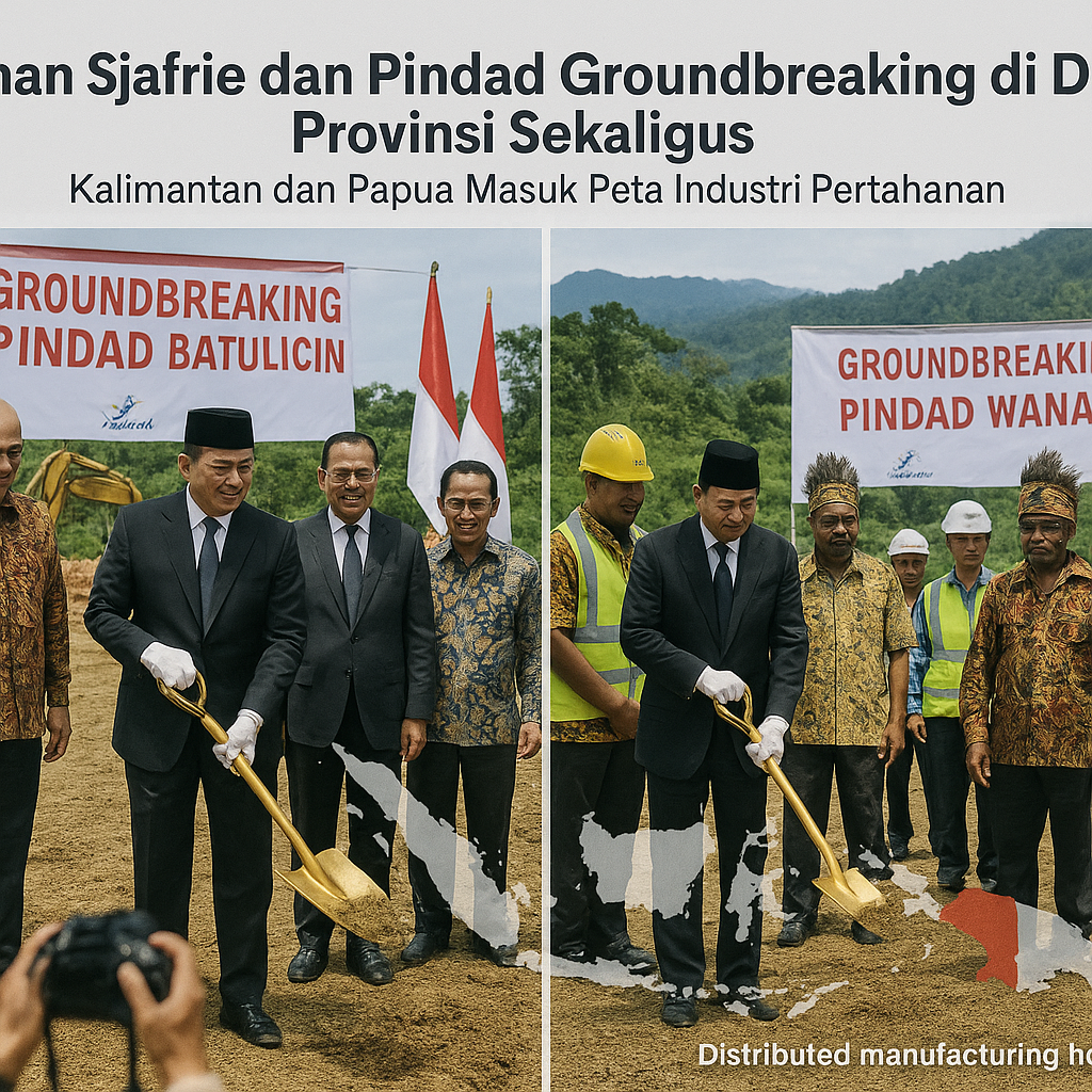 Menhan Sjafrie dan Pindad Groundbreaking di Dua Provinsi Sekaligus, Kalimantan dan Papua Masuk Peta Industri Pertahanan