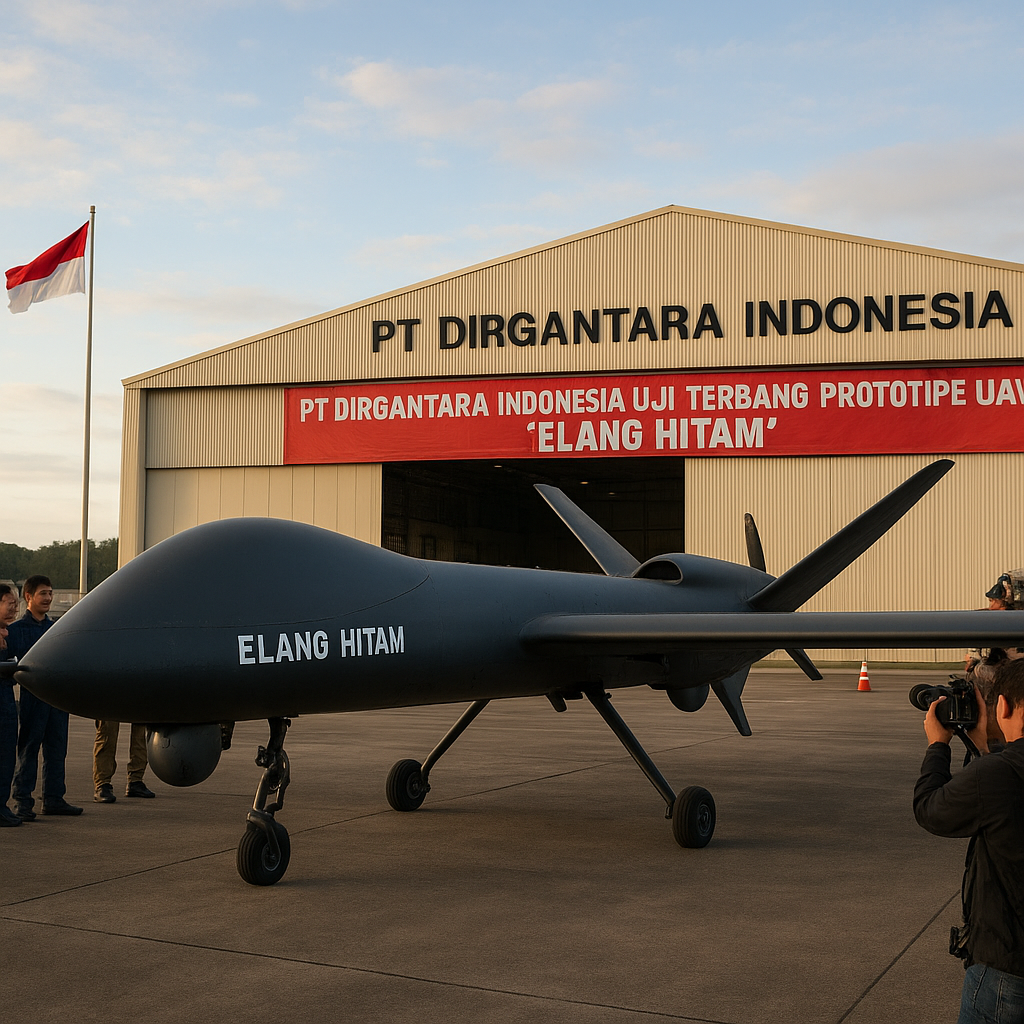 PT Dirgantara Indonesia Uji Terbang Prototipe UAV MALE 'Elang Hitam'