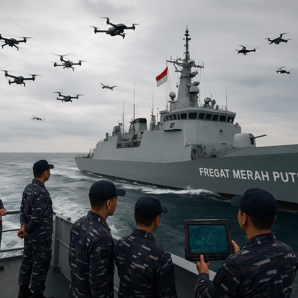 PT PAL Uji Coba Sistem Integrasi Combat Management Kapal Fregat Merah Putih dengan Drone Swarm