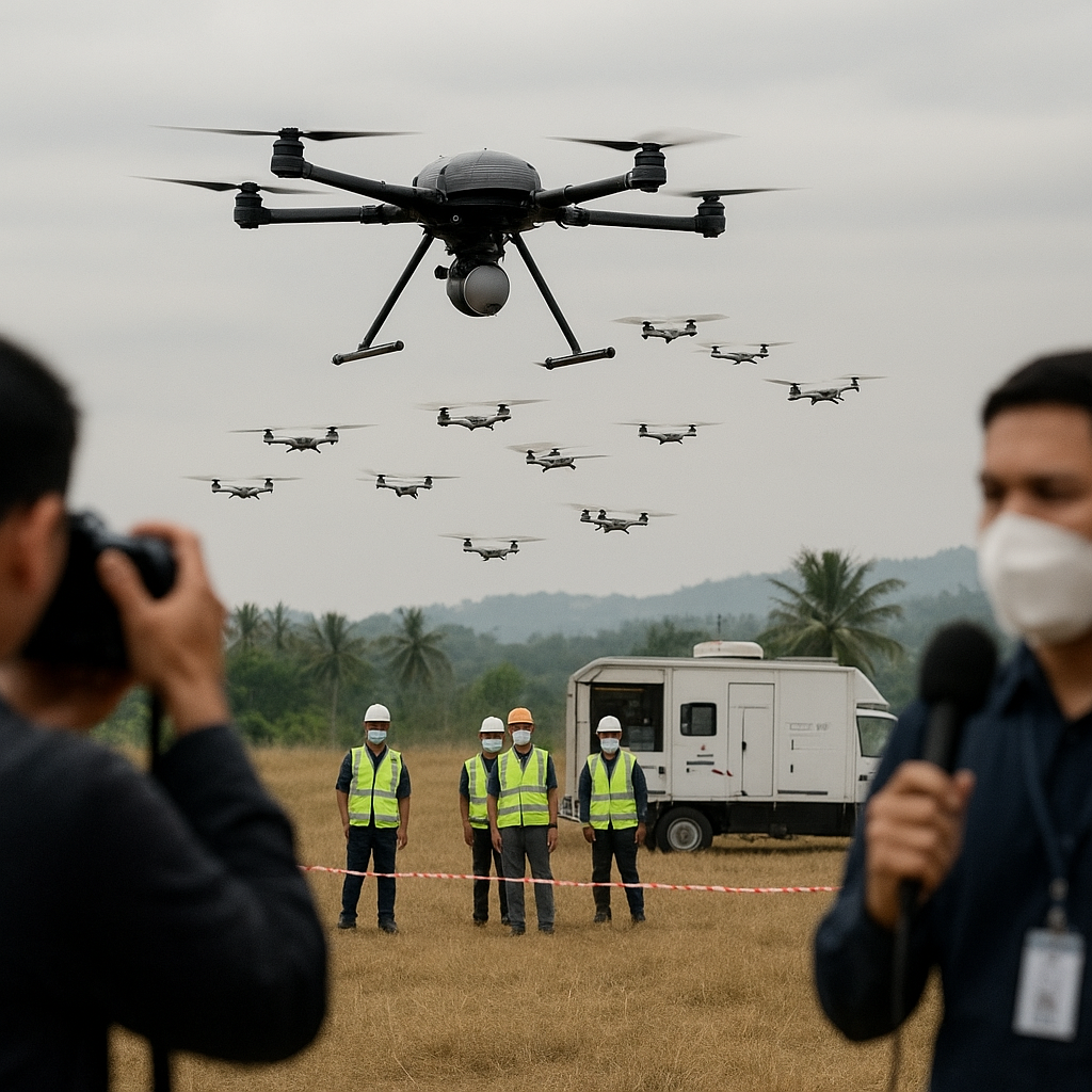 BRIN Uji Coba Prototipe Drone Swarm 'Sikatan' dengan Kecerdasan Buatan untuk Penyerangan Otonom