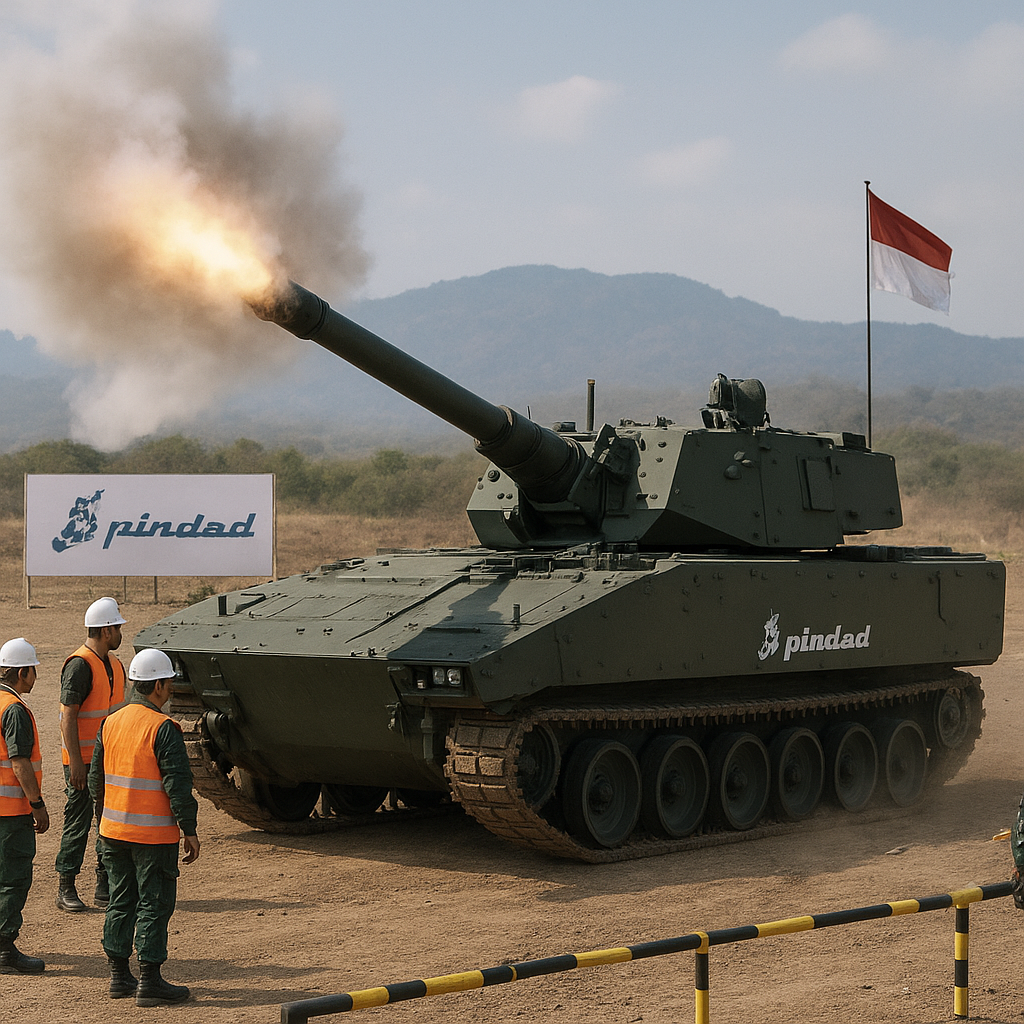 PT Pindad Uji Coba Kanon Mandiri 105mm untuk Kendaraan Tempur