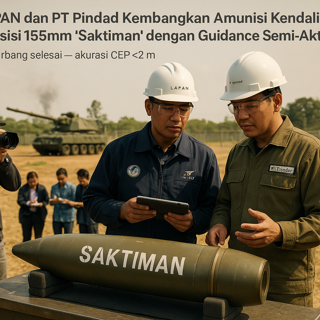 LAPAN dan PT Pindad Kembangkan Amunisi Kendali Presisi 155mm 'Saktiman' dengan Guidance Semi-Aktif Laser