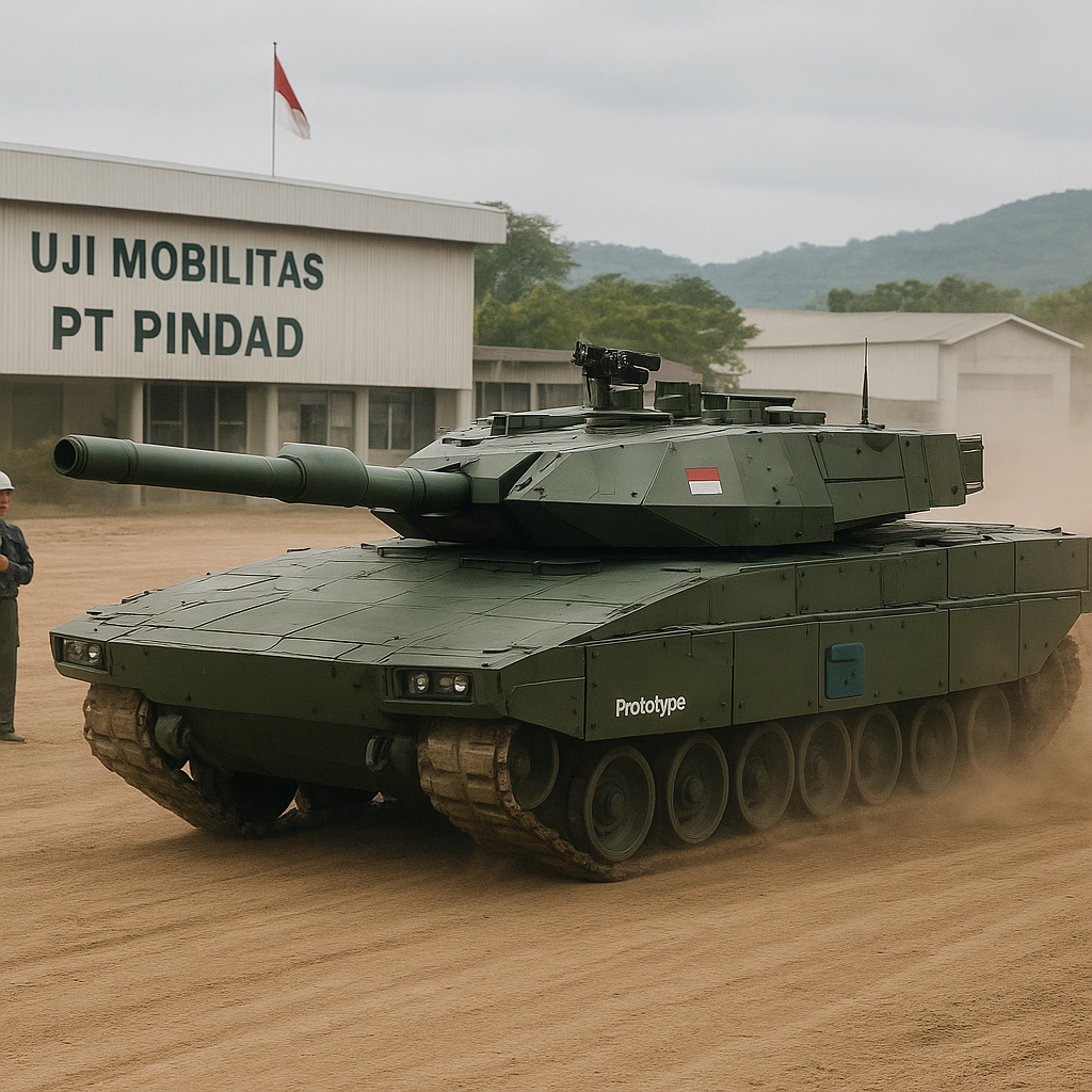 PT Pindad Uji Coba Prototipe Tank Medium Harimau II dengan Teknologi Hybrid Drive