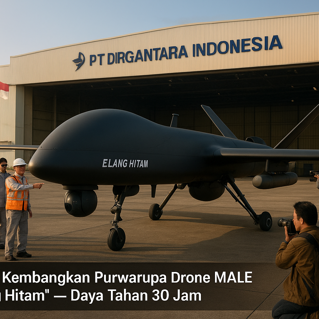 PT DI Kembangkan Purwarupa Drone MALE 'Elang Hitam' dengan Opsi Senjata dan Daya Tahan 30 Jam