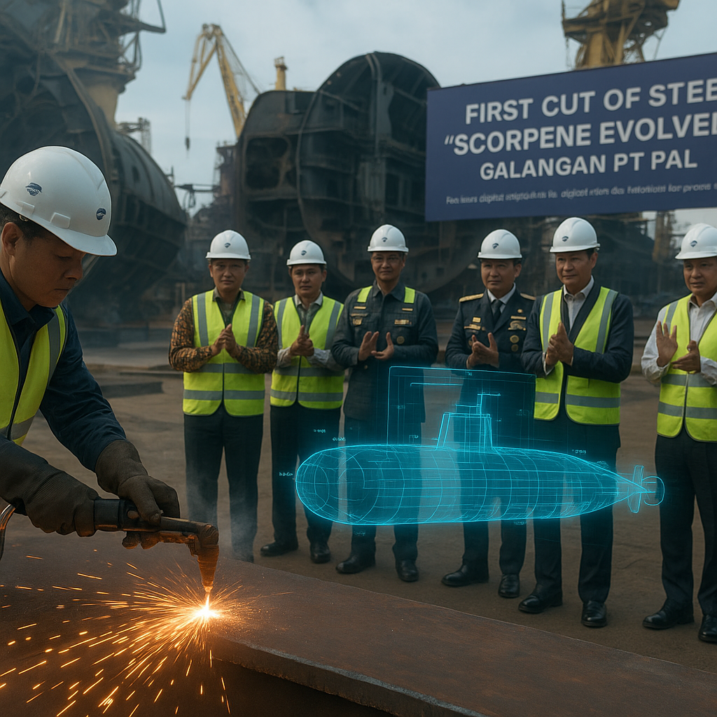 First Cut of Steel: Proses Konstruksi Lokal Scorpene Evolved Resmi Dimulai di Galangan PT PAL
