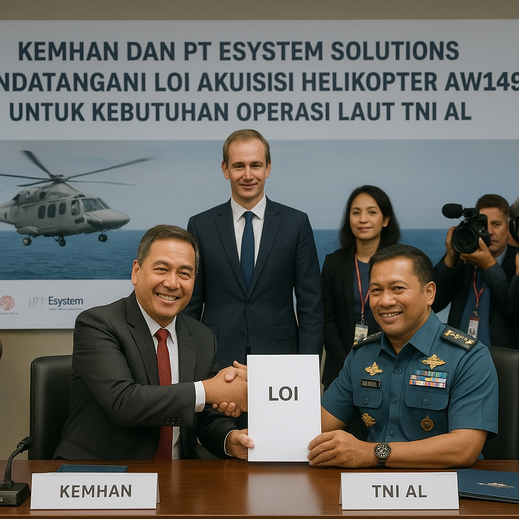 Kemhan dan PT ESystem Solutions Tandatangani LOI Akuisisi Helikopter AW149 untuk Kebutuhan Operasi Laut TNI AL