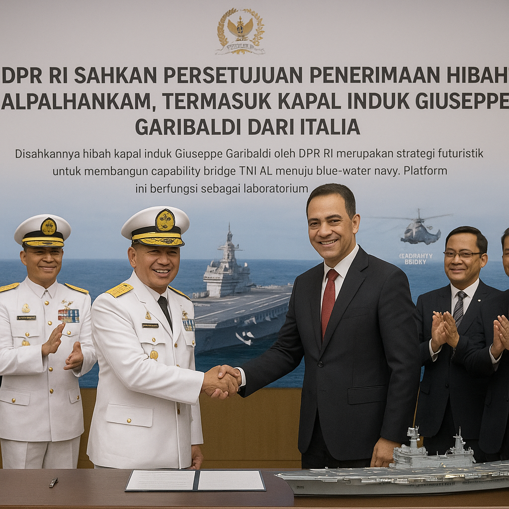 DPR RI Sahkan Persetujuan Penerimaan Hibah Alpalhankam, Termasuk Kapal Induk Giuseppe Garibaldi dari Italia