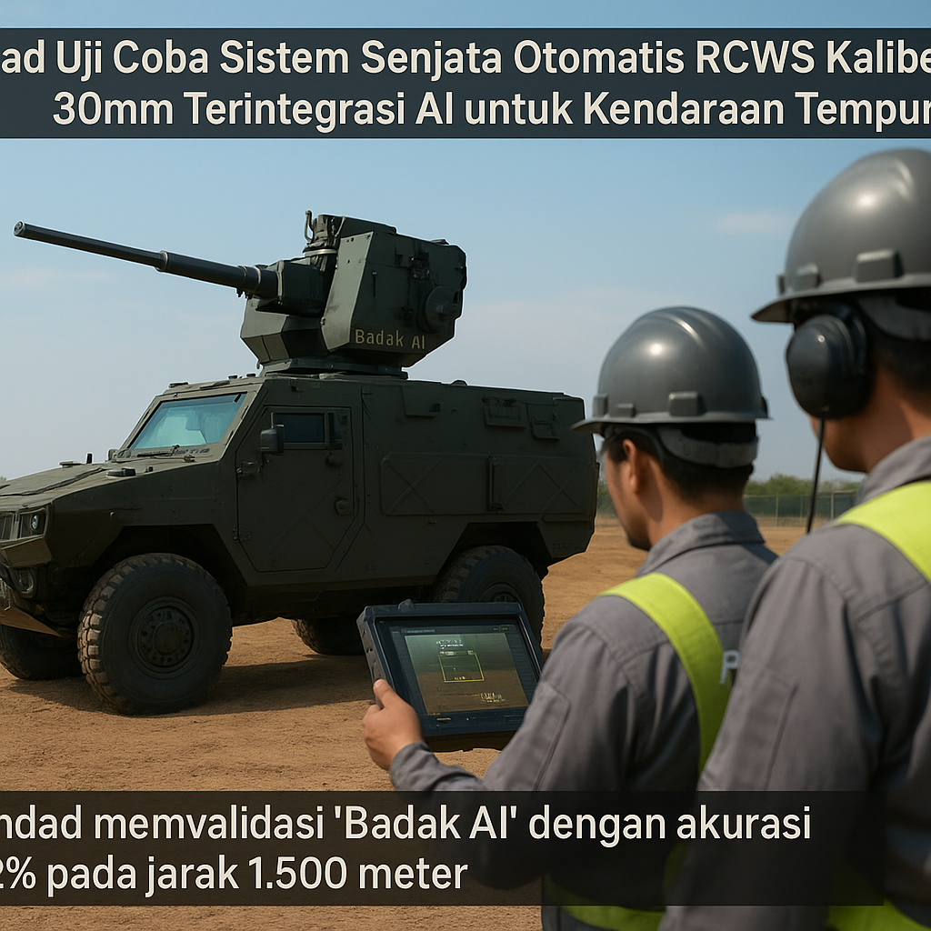 Pindad Uji Coba Sistem Senjata Otomatis RCWS Kaliber 30mm Terintegrasi AI untuk Kendaraan Tempur