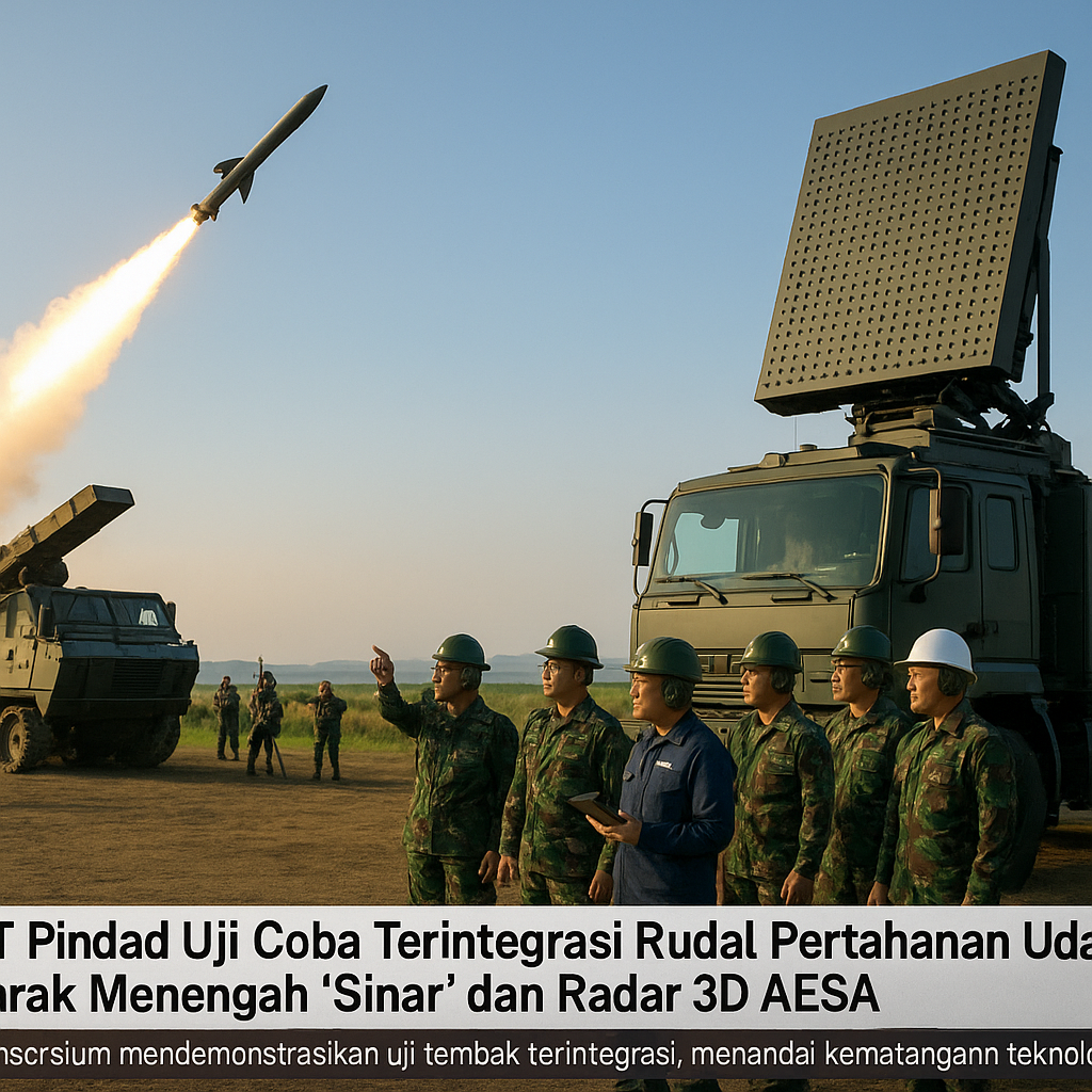 PT Pindad Uji Coba Terintegrasi Rudal Pertahanan Udara Jarak Menengah 'Sinar' dan Radar 3D AESA