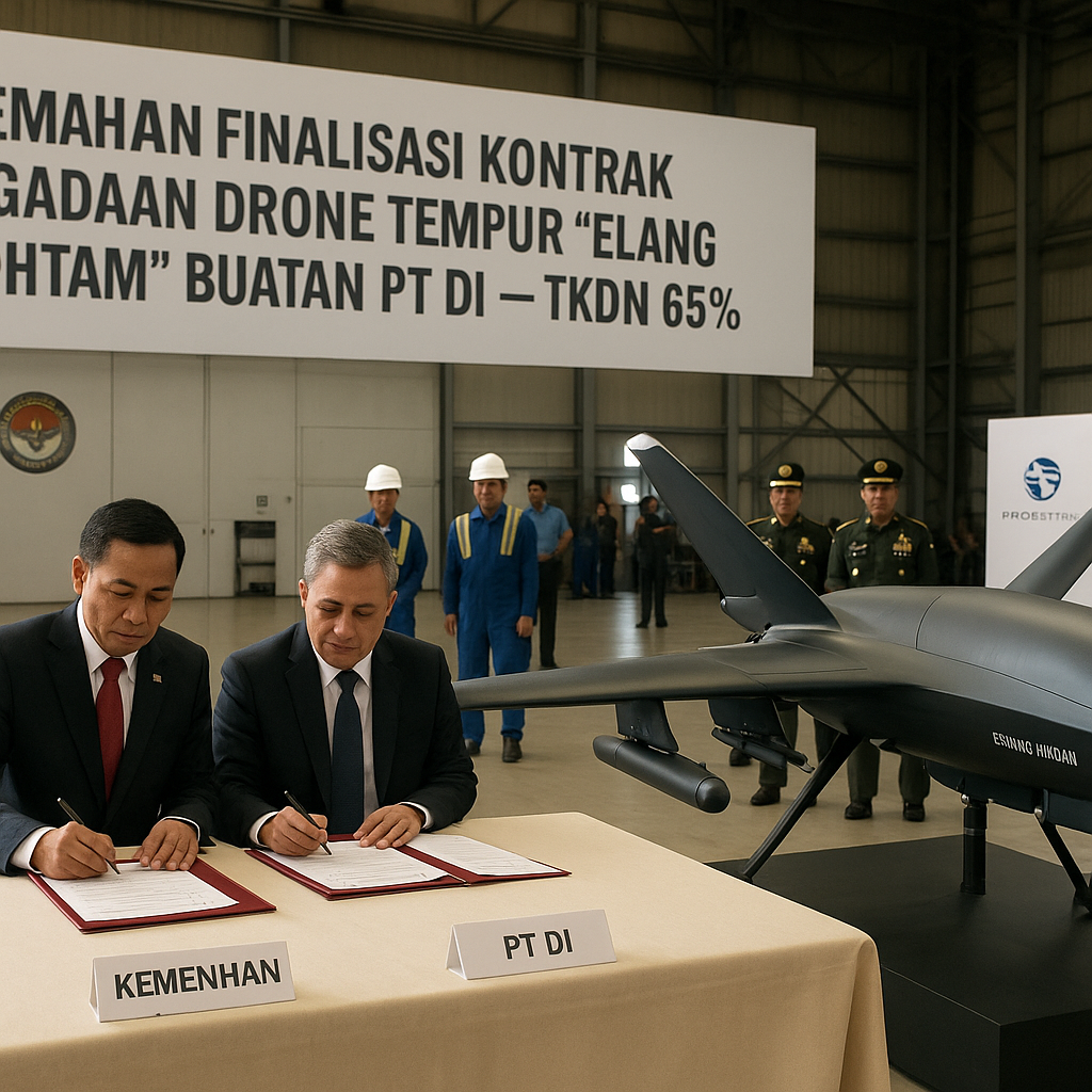 Kemenhan Finalisasi Kontrak Pengadaan Drone Tempur 'Elang Hitam' Buatan PT DI, Tingkatkan Komponen Dalam Negeri