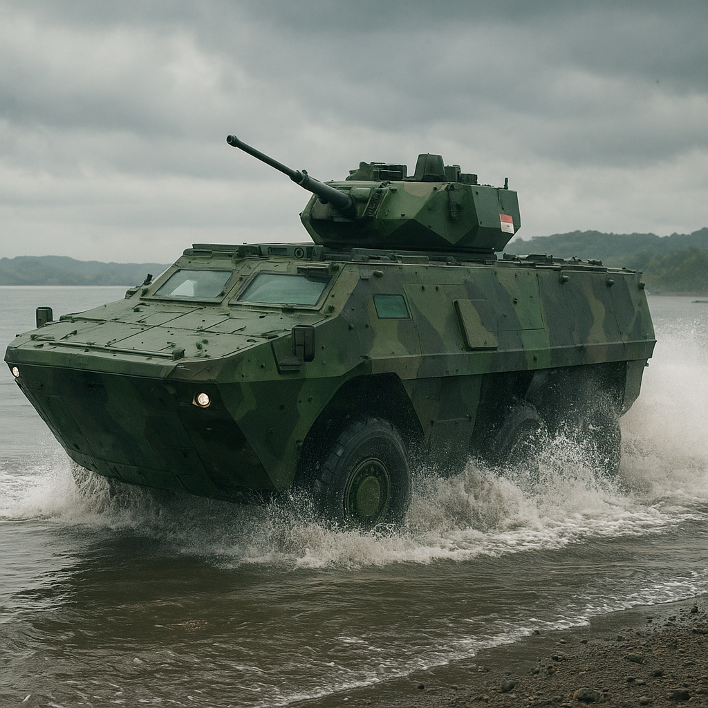 PT PINDAD Perkenalkan Purwarupa Kendaraan Tempur Amfibi Berbasis Rantis Anoa dengan Teknologi Perlindungan Modular