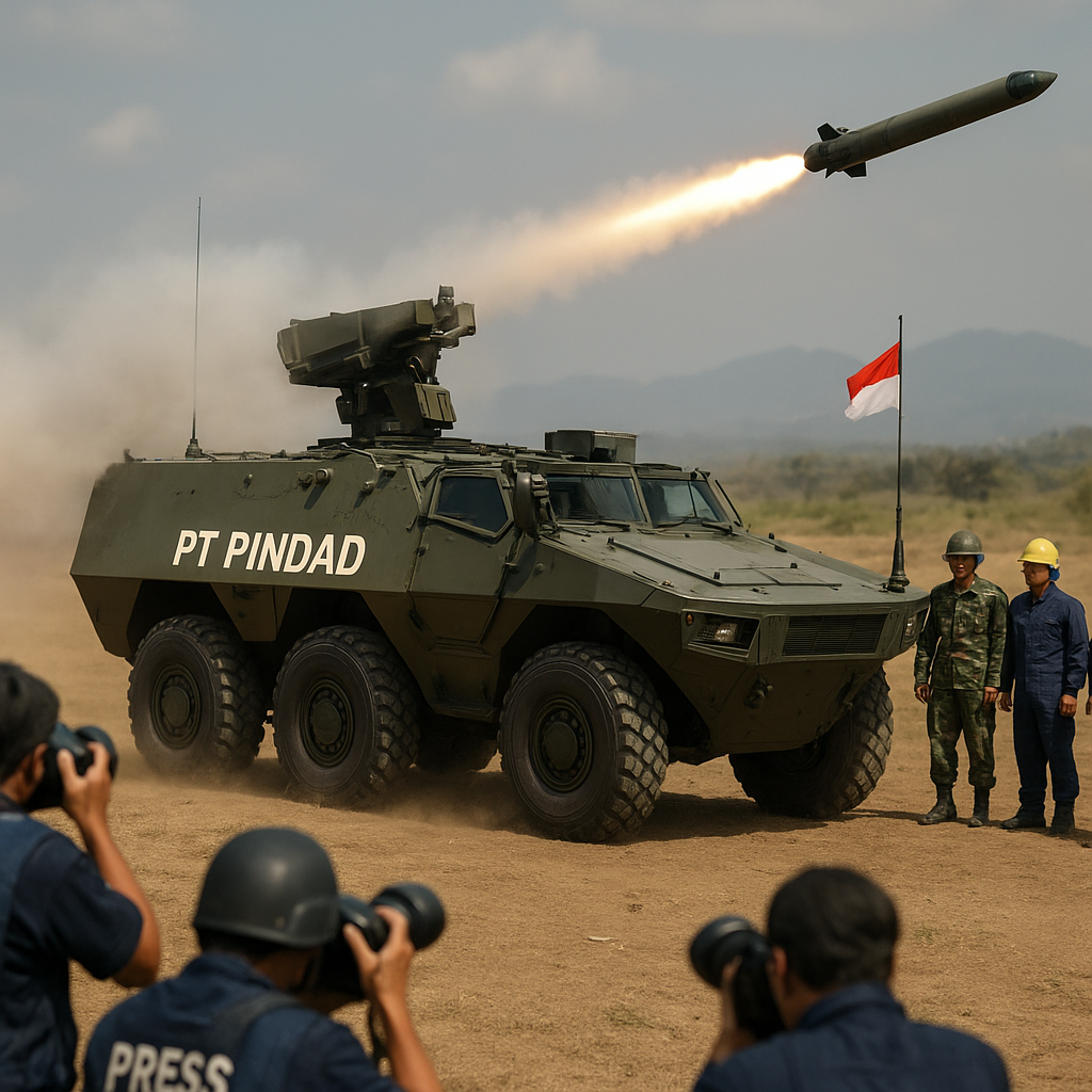 PT PINDAD Uji Coba Rudal Anti Tank Rantis 105mm Generasi Terbaru di Batujajar