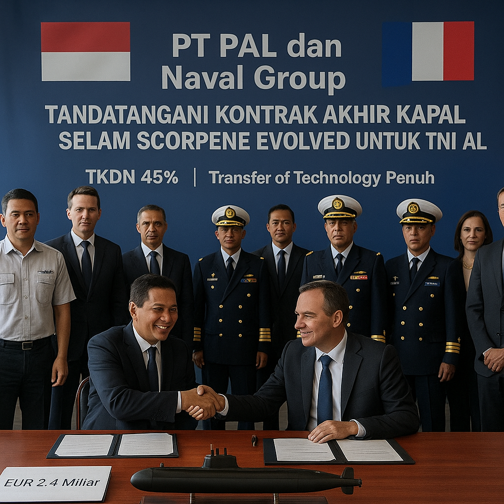 PT PAL dan Naval Group Tandatangani Kontrak Akhir Kapal Selam Scorpene Evolved untuk TNI AL
