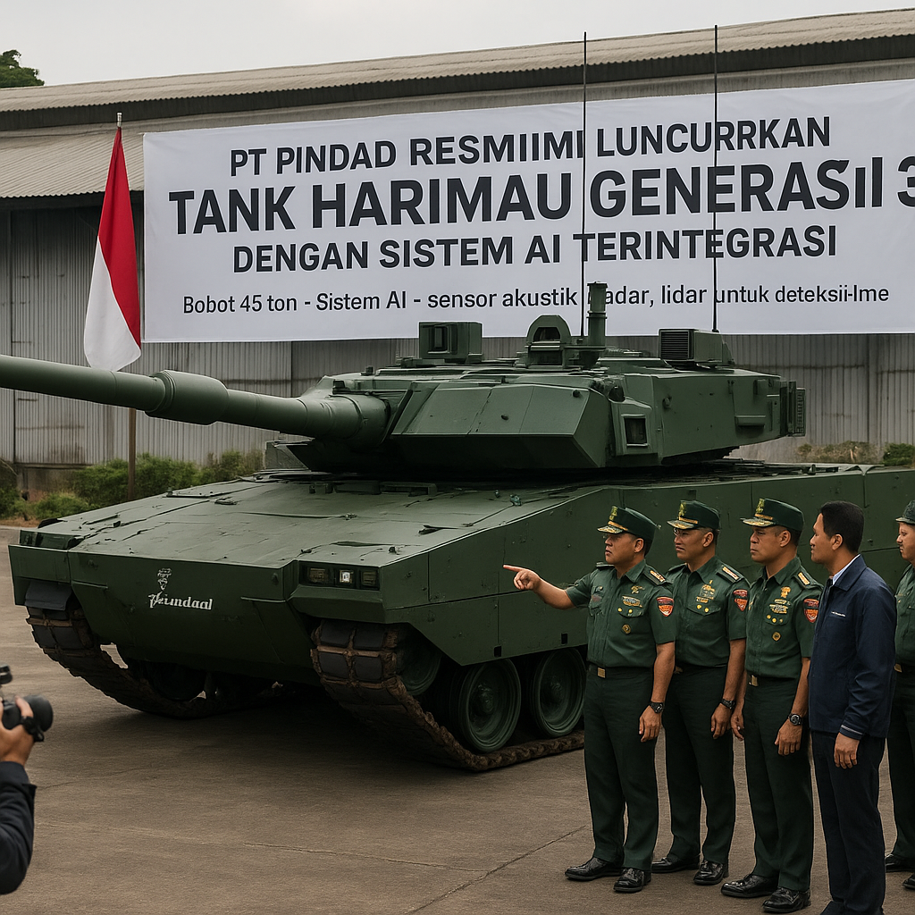 PT Pindad Resmi Luncurkan Tank Harimau Generasi 3 dengan Sistem AI Terintegrasi