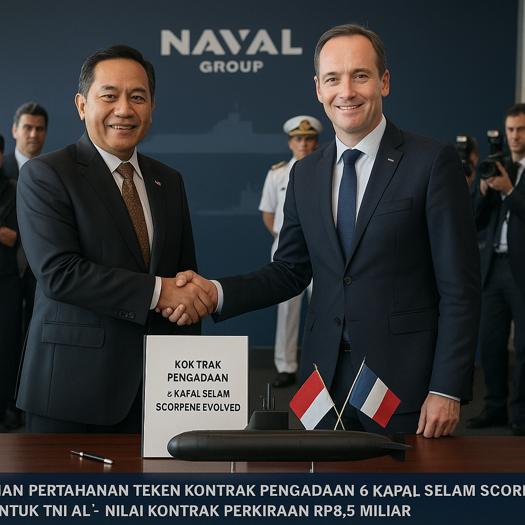 Kementerian Pertahanan Teken Kontrak Pengadaan 6 Kapal Selam Scorpene Evolved untuk TNI AL