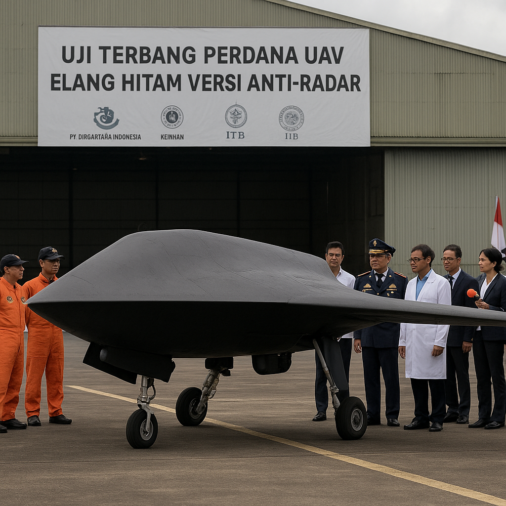 PT Dirgantara Indonesia Sukses Uji Terbang Perdana UAV Elang Hitam Versi Anti-Radar