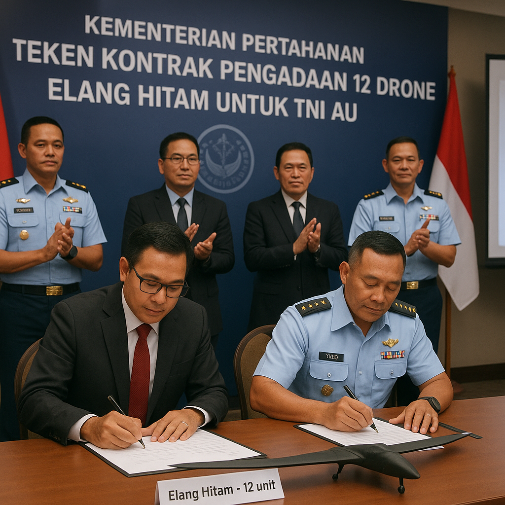 Kementerian Pertahanan Teken Kontrak Pengadaan 12 Drone Elang Hitam untuk TNI AU