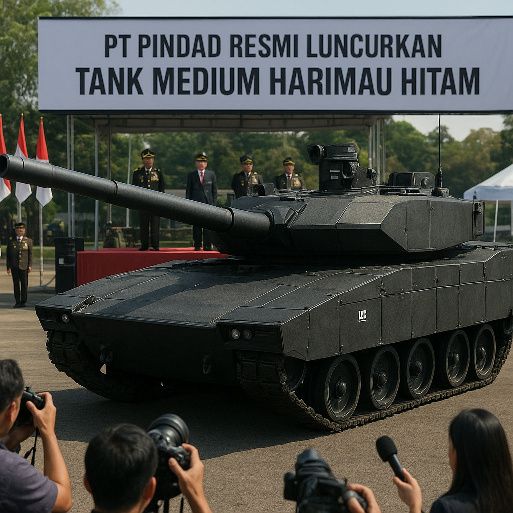 PT Pindad Resmi Luncurkan Tank Medium Harimau Hitam dengan Kanon 120mm Otomatis