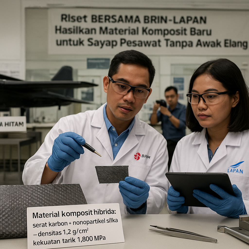 Riset Bersama BRIN-LAPAN Hasilkan Material Komposit Baru untuk Sayap Pesawat Tanpa Awak Elang Hitam