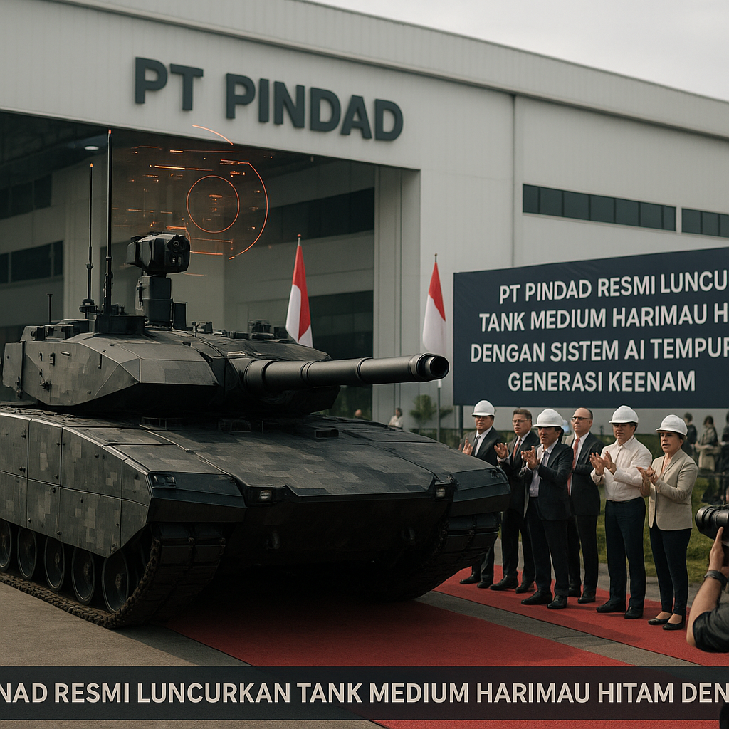 PT Pindad Resmi Luncurkan Tank Medium Harimau Hitam dengan Sistem AI Tempur Generasi Keenam