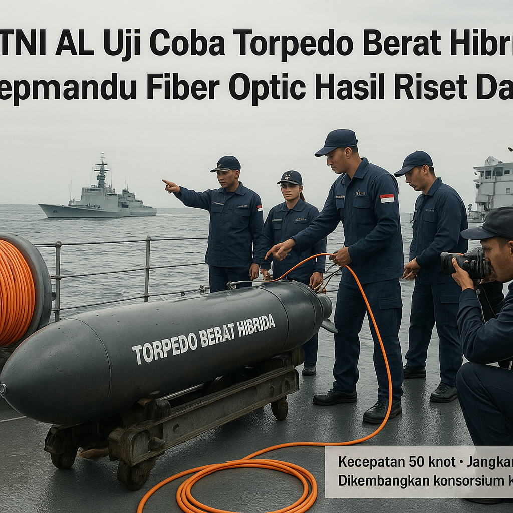 TNI AL Uji Coba Torpedo Berat Hibrida Berpemandu Fiber Optic Hasil Riset Dalam Negeri