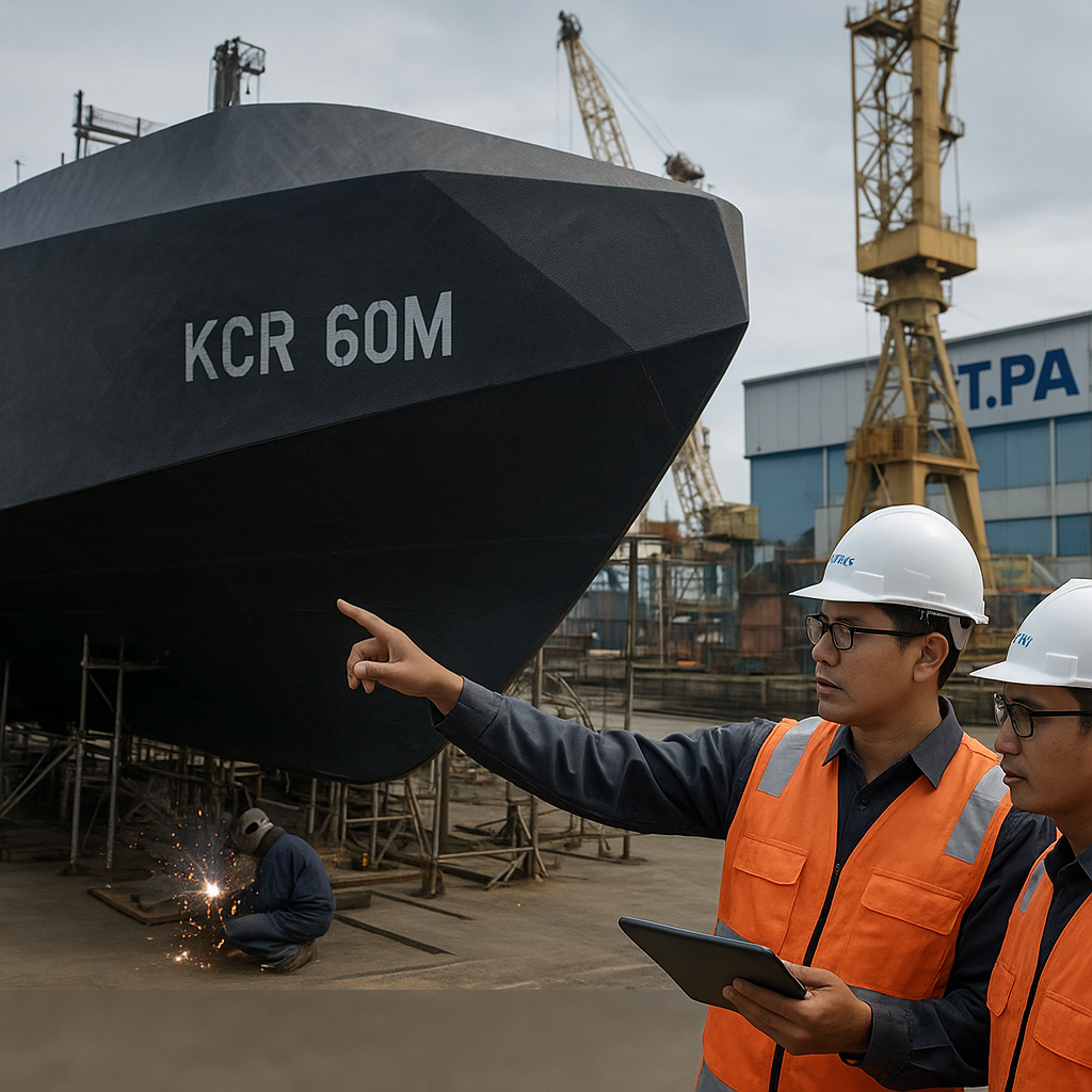 Proyek Kapal Cepat Rudal (KCR) 60M Tipe Baru dengan Material Komposit Karbon Masuk Tahap Fabrikasi