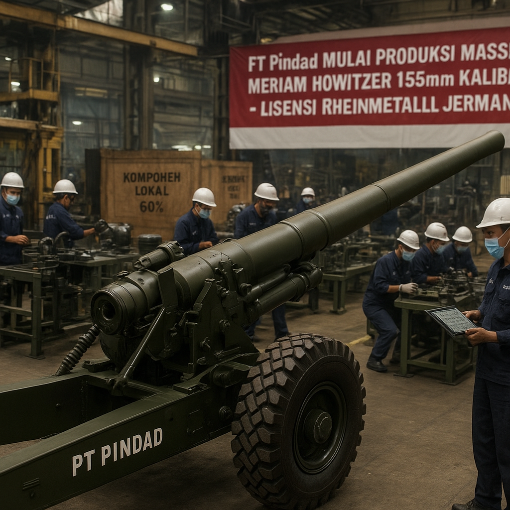 PT Pindad Mulai Produksi Massal Meriam Howitzer 155mm Kaliber 52 Hasil Lisensi Teknologi Jerman