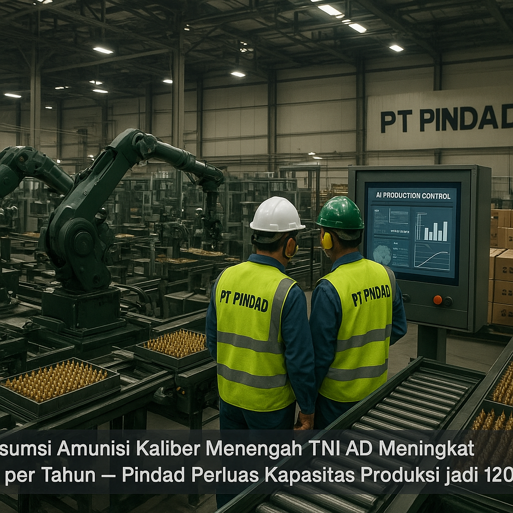Konsumsi Amunisi Kaliber Menengah TNI AD Meningkat 22% per Tahun, Pindad Perluas Kapasitas Produksi