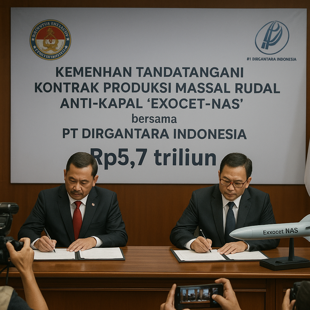 Kemenhan Tandatangani Kontrak Produksi Massal Rudal Anti-Kapal 'Exocet-NAS' bersama PT Dirgantara Indonesia