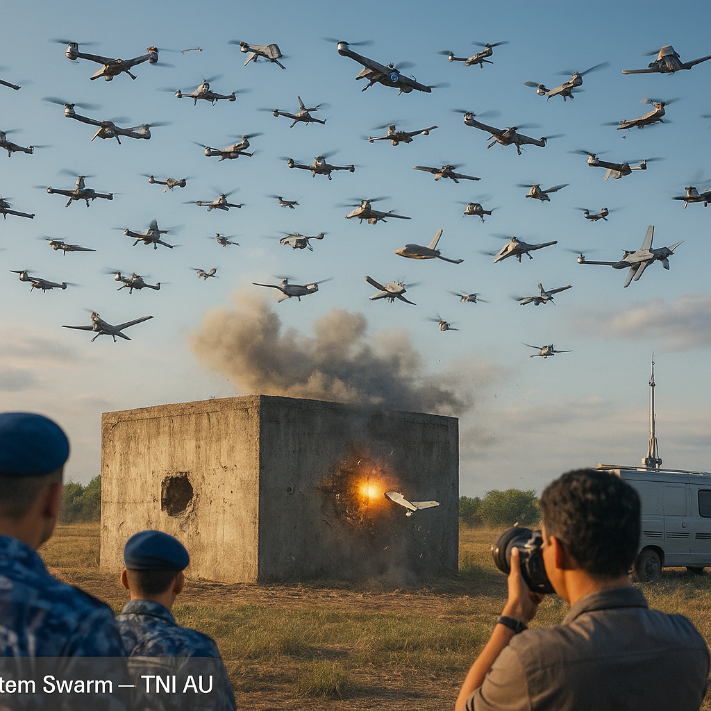 Inovasi Drone Tempur: TNI AU Uji Coba Sistem Swarm Drone untuk Penghancuran Target Bunker