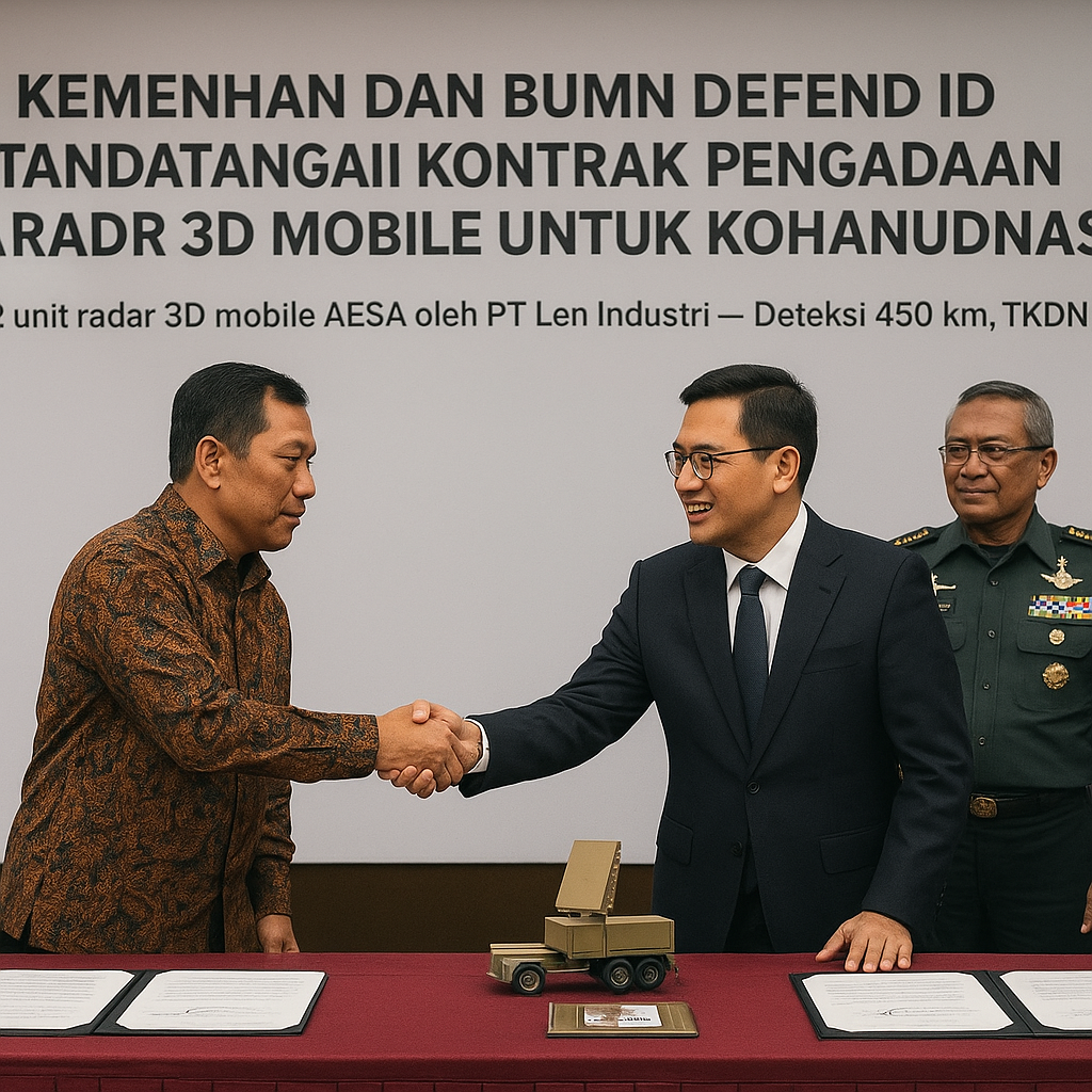 Kemenhan dan BUMN Defend ID Tandatangani Kontrak Pengadaan Radar 3D Mobile untuk Kohanudnas
