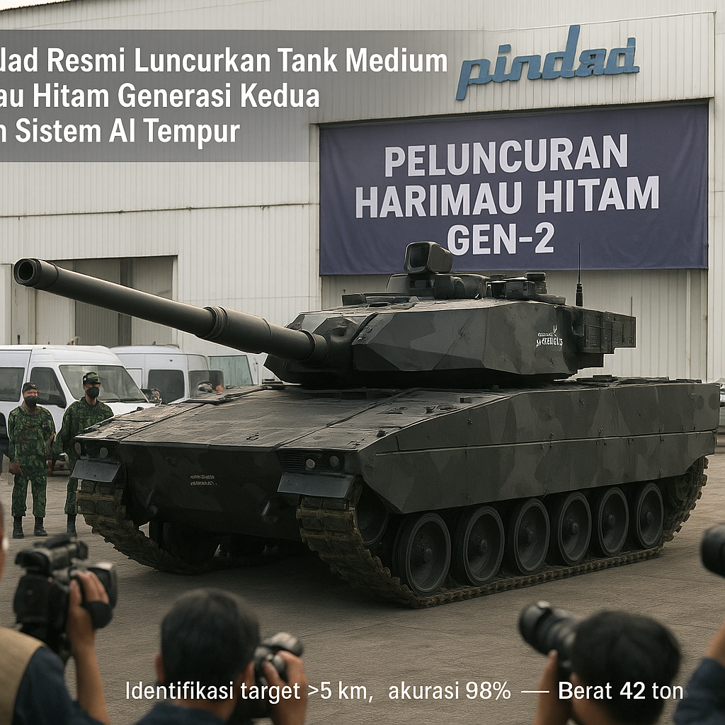PT Pindad Resmi Luncurkan Tank Medium Harimau Hitam Generasi Kedua dengan Sistem AI Tempur