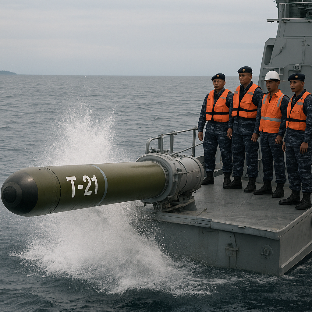 TNI AL Uji Coba Torpedo T-21 Buatan Dahana dengan Hulu Ledak Cerdas