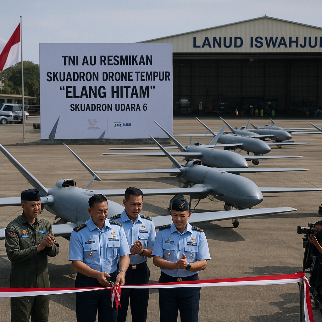 TNI AU Resmikan Skuadron Drone Tempur 'Elang Hitam' di Lanud Iswahjudi