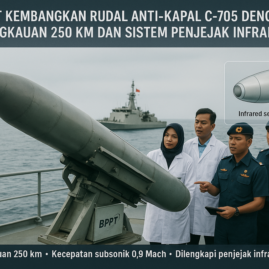 BPPT Kembangkan Rudal Anti-Kapal C-705 dengan Jangkauan 250 km dan Sistem Penjejak Inframerah