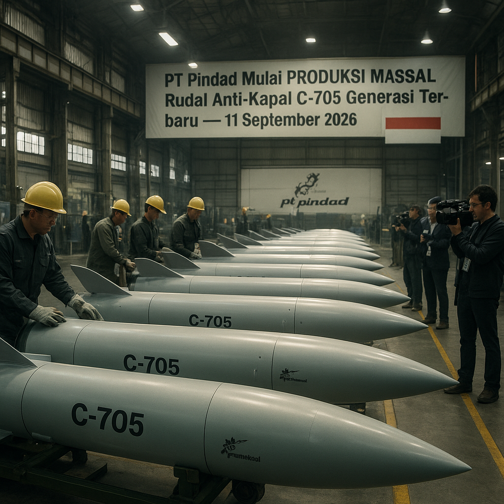 PT Pindad Mulai Produksi Massal Rudal Anti-Kapal C-705 Generasi Terbaru