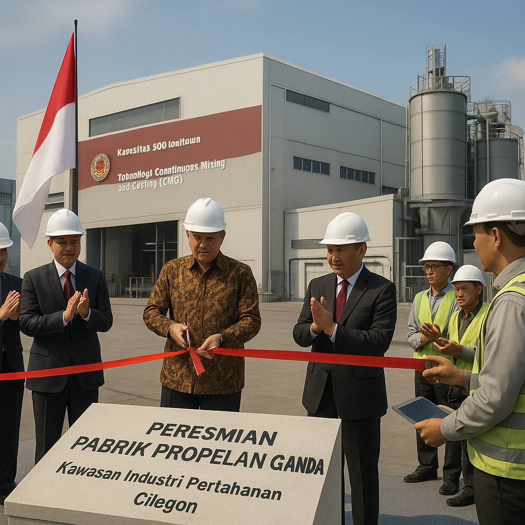 Kemenhan RI Resmikan Pabrik Propelan Ganda untuk Rudal Jarak Jauh di Kawasan Industri Pertahanan Cilegon